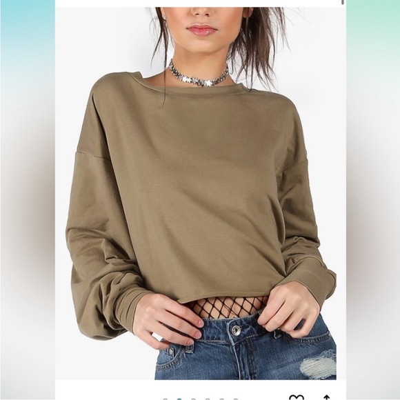 NEW without tags.  Long sleeve crop  . Brown . Size medium. - Picture 2 of 7